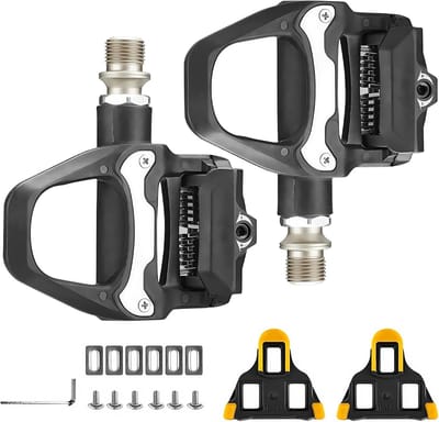 Duurzame fietspedalen voor racefietsen, met metalen cleats en compatibiliteit met Shimano, ideale keuze voor optimale grip en prestaties