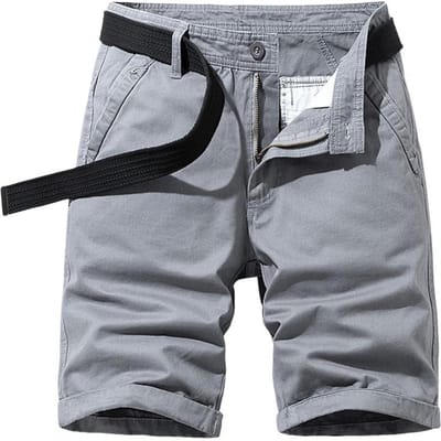 Heren Zomerbroek Los Middelhoge Taille Effen Kleur Rechte Zakken Sport Casual Dagelijkse Kleding Knie Lengte Broek Strand Korte Broek 29 grijs