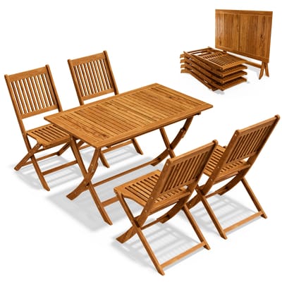 Casaria tuinset acaciahout - 4 personen inklapbaar - 120x70 cm