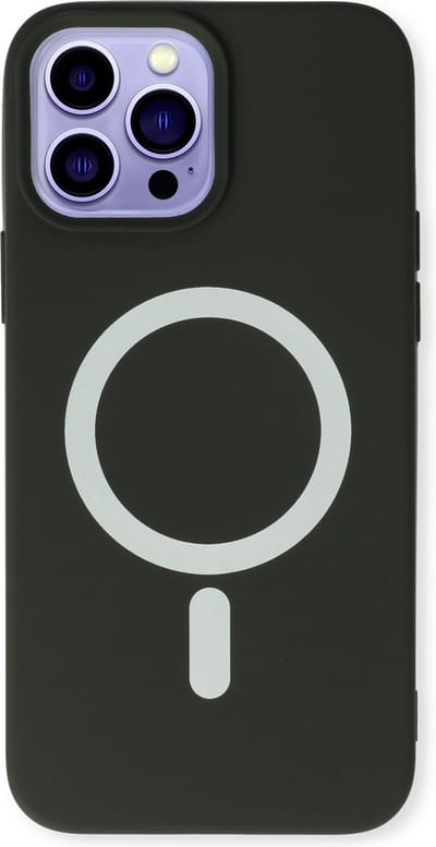 Casemania Hoesje Geschikt voor Apple iPhone 14 Pro - Zwart - Magnetische Siliconen Back Cover