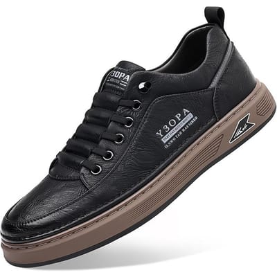Chaussures de conduite confortables pour homme de luxe Nouvelles chaussures pour homme Légères Homme Cuir Chaussures de mode Classiques Chaussures décontractées pour homme 44 black