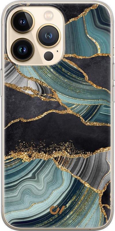 Hoesje geschikt voor Apple iPhone 13 Pro - Marble Jade Stone - - Multi - Apple Soft Case Telefoonhoesje - TPU Back Cover - Casevibes