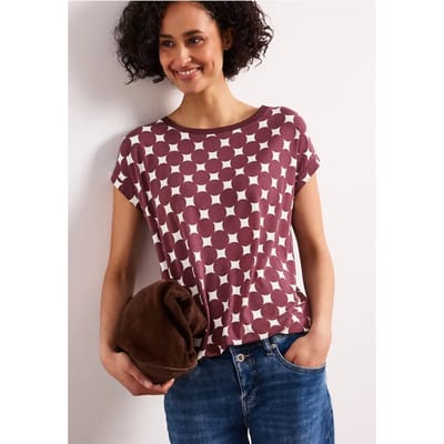 Shirt met boothals en print