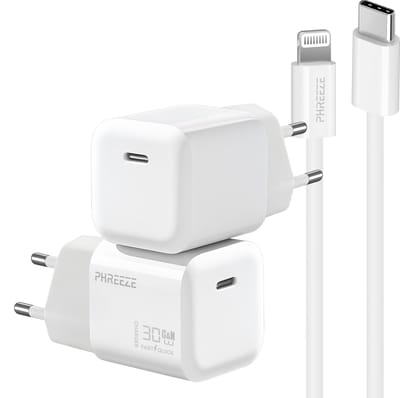 Snellader 1m geschikt voor iPhone iPad met Lightning - 30w Power Delivery oplader met usb C poort met usb C naar 8 pin kabel