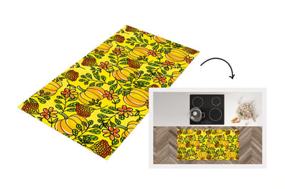 Keukenloper - Loper keuken - Pompoenen - Patronen - Bloemen - 120x60 cm - Keukenloper vinyl