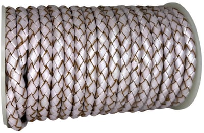 Gevlochten Leren Koord Rond, 5 m x 5 mm - Rond Gevlochten Lederen Koord, Voor Halskettingen, Armbanden, Sieraden, Knutselkralen en Veters (Metallic Taupe)