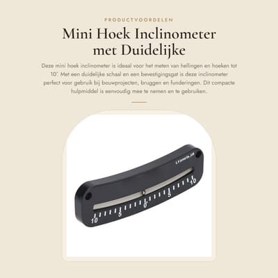 Dailygoods- Hellingmeter Mini - Bereik -10° tot 10° - Duidelijke schaal - Bevestigingsgat - Tube Clinometer - Materiaal ABS - Inclinometer