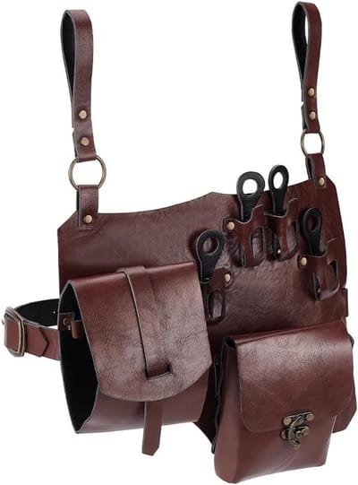 Middeleeuwse Leren Heuptas voor Toverdrank, Steampunk Riemtas en Renaissance Accessoires voor Halloween Decoratie - Bruin, 28.5 cm Breed, 39.5 cm Lang, 4.5 cm D diep