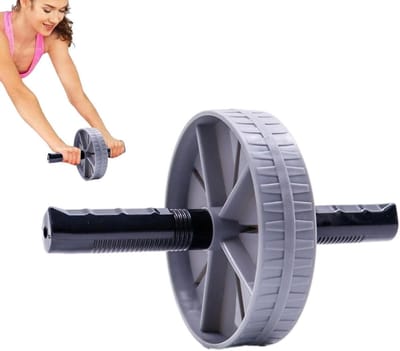 Buikwiel - Buiktrainer Rol - Kernspieren Trainen - Automatische Rebound - 23.5 x 15 cm - Grijs