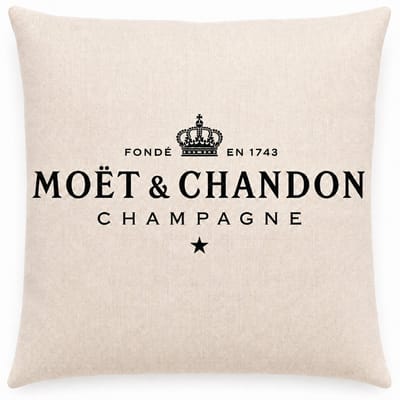 Moët & Chandon - Kussen - Wit - Champagne - Kussensloop - 45X45 CM - Linnen - Auto - Decoratie - Boot - Hotel - DUBBELZIJDIG