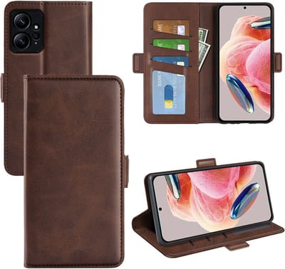 MobyDefend Hoesje - Geschikt voor Xiaomi Redmi Note 12 4G - Luxe Wallet Book Case (Sluiting Zijkant) - Bruin