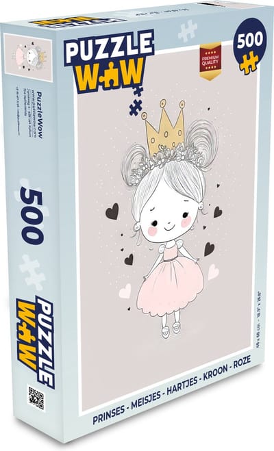 Puzzel Prinses - Meisjes - Hartjes - Kroon - Roze - Legpuzzel - Puzzel 500 stukjes