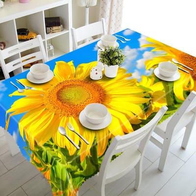Zonnebloem Tafelkleed Kleurrijk Bloemenpatroon Wasbaar Stofdicht Verdikken Katoenen Doek Rechthoekig En Rond Tafelkleed 70 X 150CM yellow