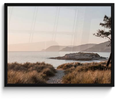 Poster in lijst - Fotolijst 80x60 cm - Posters - Landschap - Kust - Duinen - Posterlijst zwart - Decoratie - Wanddecoratie woonkamer - Muurdecoratie slaapkamer