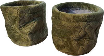 2 Stuks - Plantentas - Planten pot - Plantenzak - Velours - Textiel - Groen - 11cm - 10cm hoog