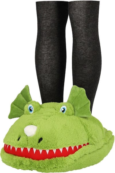 Apollo Grote voetenwarmer slof - monster - groen - one size - 30 x 27 cm - polyester - dierensloffen