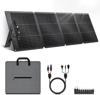 Nexvo® Zonnepaneel Opvouwbaar - Powerbank - Zonneoplader - met Standaard - Waterdicht - Zwart - 201cm x 59cm x 4cm