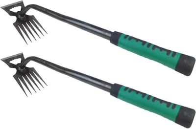 Onkruidsteker Koolstofstaal - Wieden Tuin - Moeiteloos Wieden - Ergonomische Grip - 5 Tanden - Zwart
