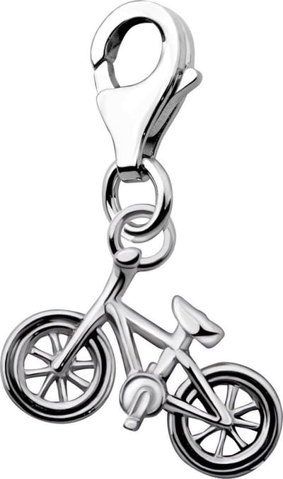 Quiges – 925 - Zilver – Charm - Bedel - Hanger - 3D Fiets - met – sterling - zilver - karabijnslot - geschikt - voor - Bedelarmband HC308