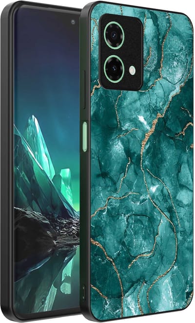 Geschikt voor Motorola Edge 40 Neo Telefoonhoesje met marmer opdruk - TPU backcover case marble design - Goud Groen - Smartphonica geschikt voor Motorola Edge 40 Neo