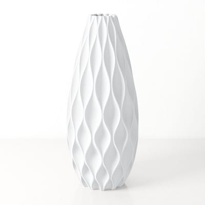 Fleuriek - Kleine Vaas - Wit - H30 cm - Vaas voor zijdebloemen - Luxe vaas gemaakt van duurzaam kunststof - Unieke decoratieve vaas met patroon