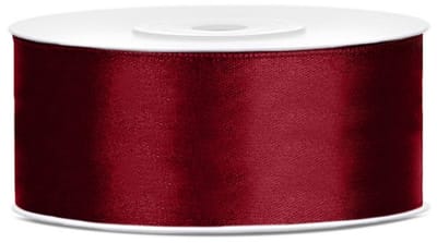 Partydeco Cadeaulint - bordeaux - 2,5 cm x 25 meter - satijn - sierlint - inpakken - decoratie