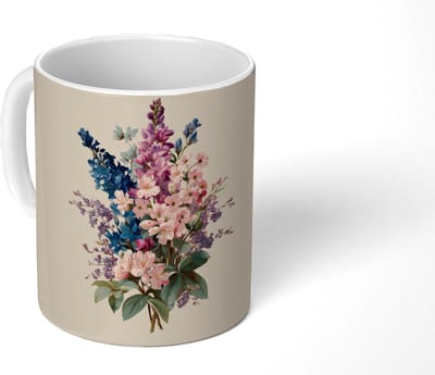Mok - Koffiemok - Boeket - Beige - Harmonieus - Subtiel - Mokken - 350 ML - Beker - Koffiemokken - Theemok
