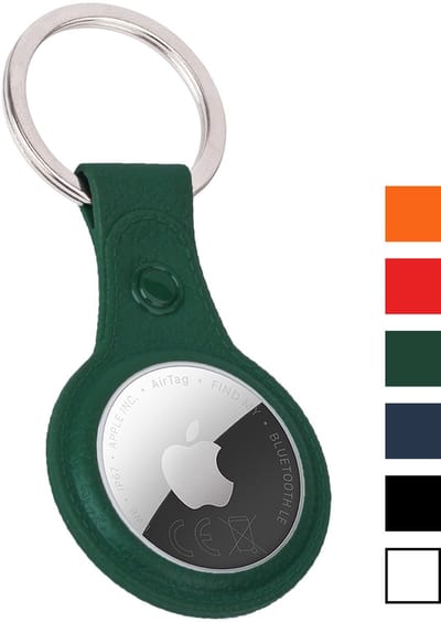 Hoesje Geschikt voor Apple AirTag 2 Sleutelhanger Houder Leder Look Hoes - Sleutel Hanger Case Hoesje Geschikt voor Apple AirTag 2e generatie Hoesje - Donkergroen