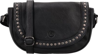 Hide & Stitches Redwood Crossbodytas - Leren Tas - Overslag - Studs - Ritssluiting - Verstelbare Schouderband - Telefoonvak - Leren Dames Tas - Zwart