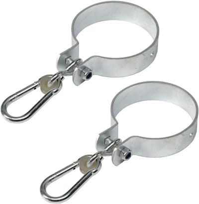 Schommelklem Set - Klemmen met haken - Schommel Ophangen - Geschikt voor ronde palen - Ø 80 mm - Zilver