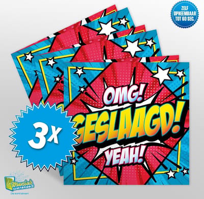 3x Muziekwenskaart - Geslaagd – zelf opneembaar – 60 seconden – 21x21cm – hoge kwaliteit – inclusief envelop