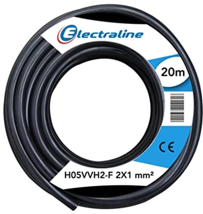 Kabelrol 20 m, 2x1 mm², Zwart - Hoofdkabel voor binnen en buiten