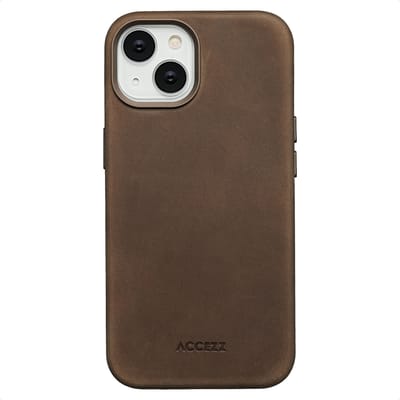 Accezz Hoesje - Geschikt voor iPhone 14 - Vintage Leather geschikt voor MagSafe Backcover - Rustic Brown