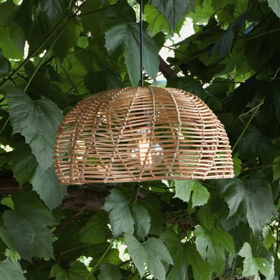 PR Home Buiten hanglamp Mayla, rotan naturel, Ø 43 cm, stekker IP44