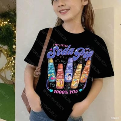 T-shirt Graphique d'Été Kpop Demon Hunters Saja Boys Soda Pop Cadeau pour Fan Femme Homme Chemises en Coton d'Été Classique Plein Air Col Rond Vêtements 130 brown