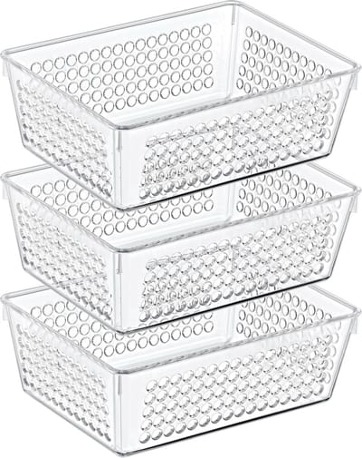 Storage Solutions Organizer/opbergmandje - 3x - kunststof - transparant - 1.2L - 18 x 13 x 6 cm