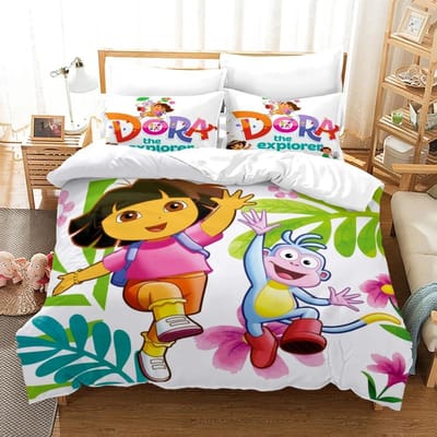 Dora Beddengoedsets Kinderen Jongens Meisjes Bedlinnen Queen King Full Twin Single Maat Nieuwe Anime Kamado Nezuko Dekbedovertreksets 135X200cm-2pcs