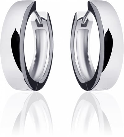 Jewels Inc. - Oorbellen - Oorringen met Scharnier - Vlak Glad - 5mm Breed - 22mmØ - Gerhodineerd Zilver 925