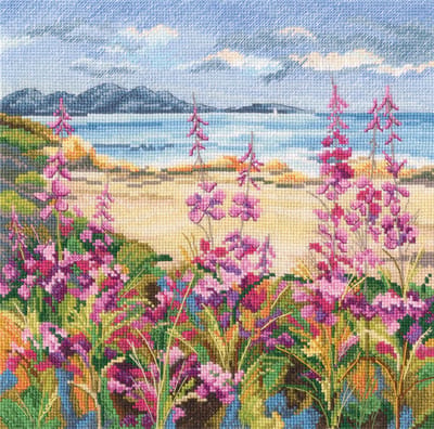 RTO - Borduurpakket met telpatroon - 26.M976 - Voorgesorteerde DMC Garens - Bloemen aan zee - Aida - 22 cm x 22 cm - DIY Kit