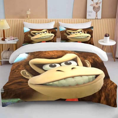 Aap Cartoonaap Donkey Kong Dekbedovertrek Collectie King Queen Dubbel Volledig Tweepersoons Eenpersoons Maat Met Beddengoed Collectie Kinderen Beddengoed Set AU Single(140x210cm)