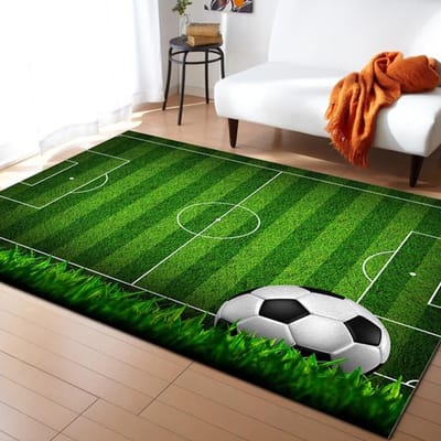 3D Voetbal Print Tapijt Slaapkamer Decoratie Tapijt Huis Woonkamer Decoratie Keuken Mat Ouder-Kind Spel Voetbal Vloerkleed 50x80cm20x31inch