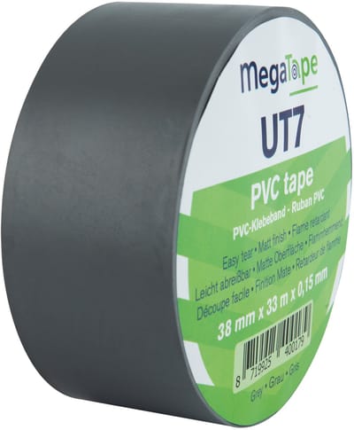 Showgear MegaTape UT7 PVC tape 38 mm x 33 m, grijs