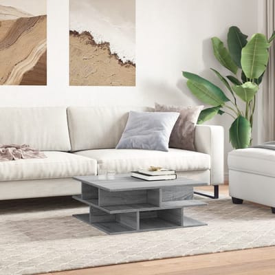 vidaXL - Salontafel - 70x70x29 - cm - bewerkt - hout - grijs - sonoma