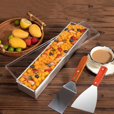 Rechthoekige Bakvorm - Cakevorm Tiramisu - Desserts Maken - Afneembare Bodem - 6x10x40cm - Grijs