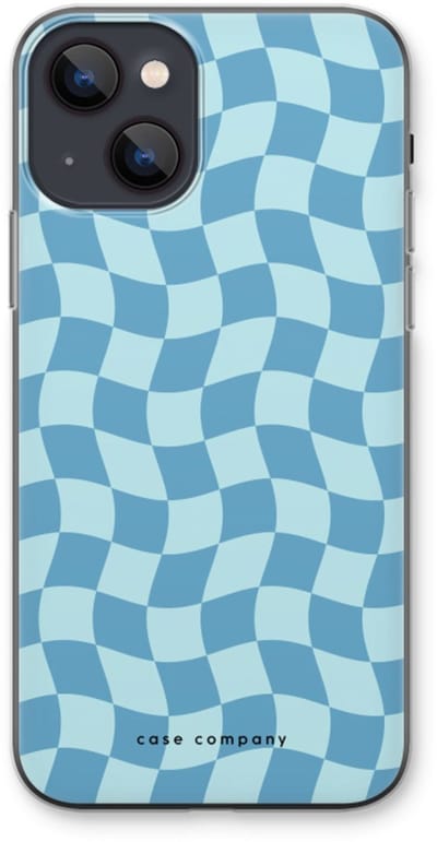 Case Company® - Hoesje geschikt voor iPhone 13 hoesje - Grid Blauw - Soft Cover Telefoonhoesje - Bescherming aan alle Kanten en Schermrand