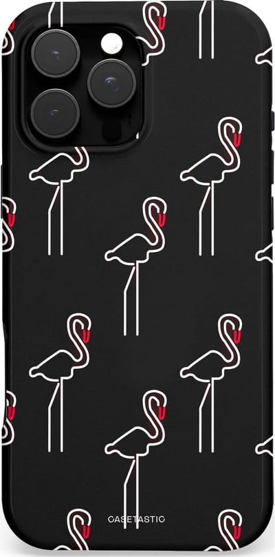 Casetastic Hoesje Geschikt voor Apple iPhone 16 Pro Max Magsafe - Stijlvolle Beschermende Duo-layer Case - Neon Flamingo Dance Club