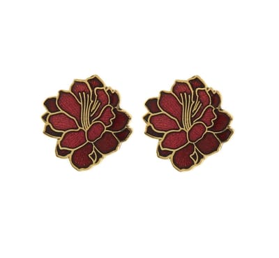 Behave - Oorknopjes dames - bloemmotief - rood - 1 cm