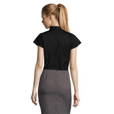 SOLS Dames/Dames Excess Stretch Blouse met Korte Mouwen (Zwart)