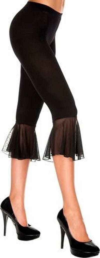 Music Legs Netstof Legging Met Wijd Uitlopende Onderkant - Zwart