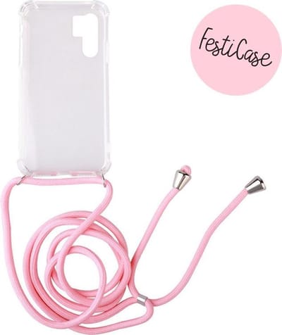 FOONCASE FESTICASE Huawei P30 Pro Telefoonhoesje met koord (Roze) TPU Soft Case - Transparant